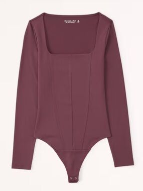 Abercrombie & Fitch Burgundy Long-Sleeve Seamless Bodysuit